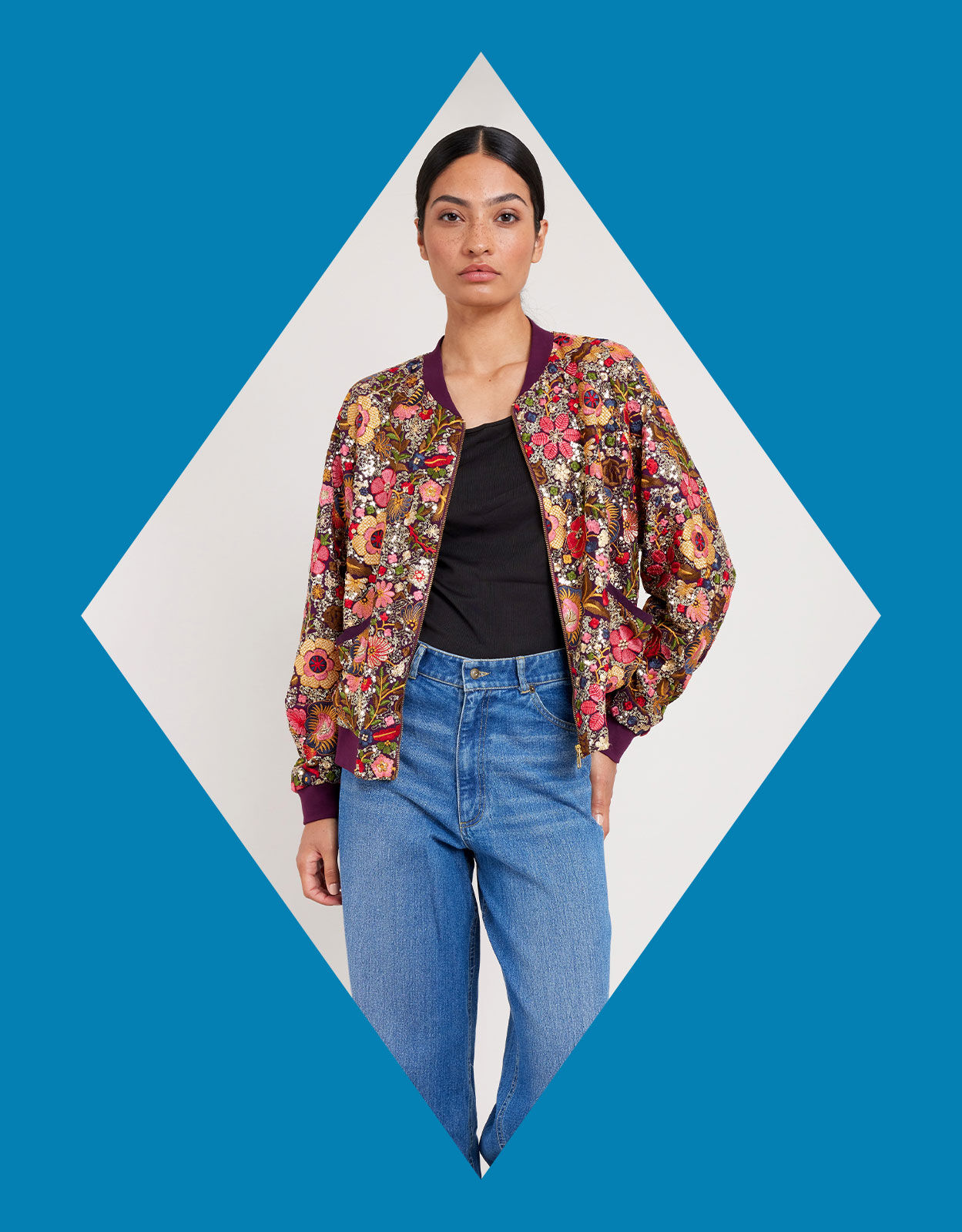 Sequin bomber on sale jacket girl