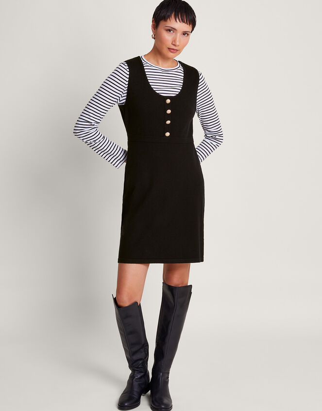 Phene Pinafore Mini Dress, Black (BLACK), large