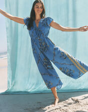 Amiee Floral Culotte Jumpsuit, Blue (BLUE), large