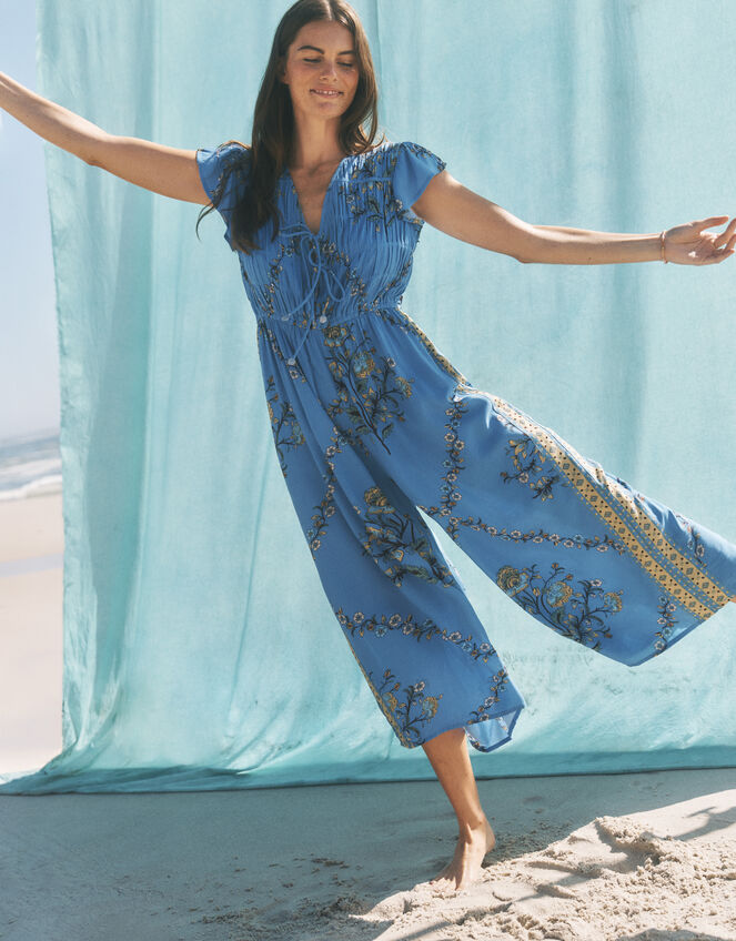 Amiee Floral Culotte Jumpsuit, Blue (BLUE), large