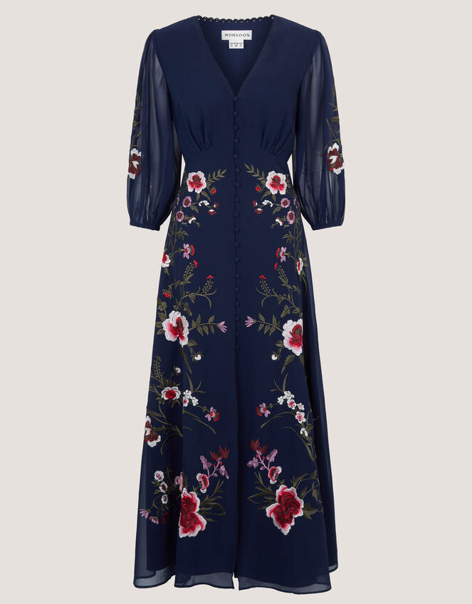 Emi Floral Embroidered Maxi Dress, Blue (NAVY), large