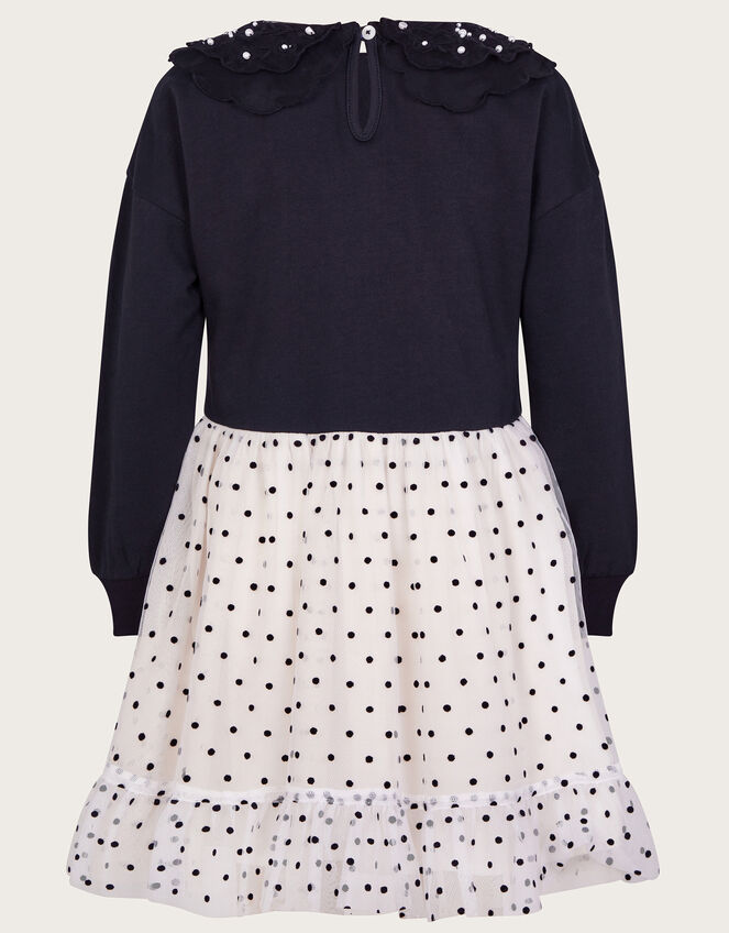 Embellished Organza Collar Dress, Black (BLACK), large