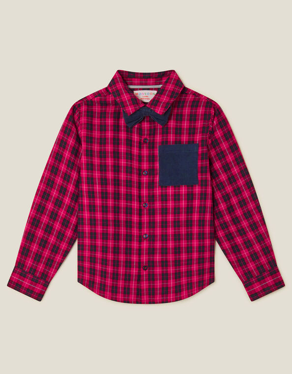 Tartan Shirt with Bow Tie, Red (RED), large