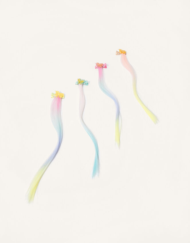Rainbow Unicorn Faux Hair Clip Set, , large