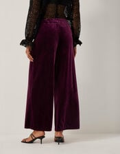 Vera Wide Leg Velvet Trousers, Red (BERRY), large