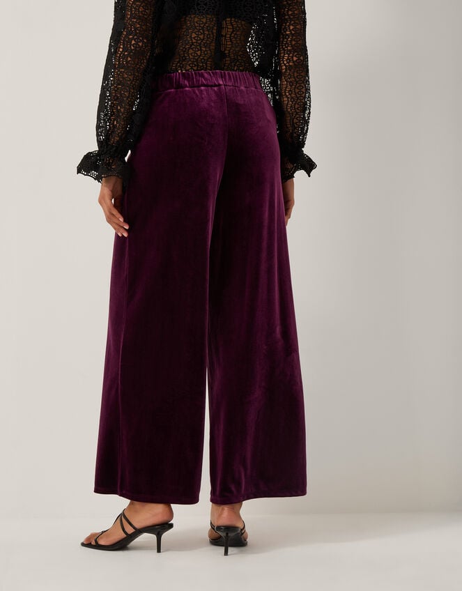 Vera Wide Leg Velvet Trousers, Red (BERRY), large