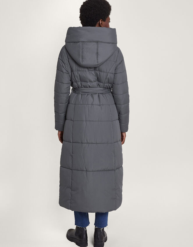 Flossy Funnel Hood Maxi Padded Coat Grey Women's Coats Monsoon Global.
