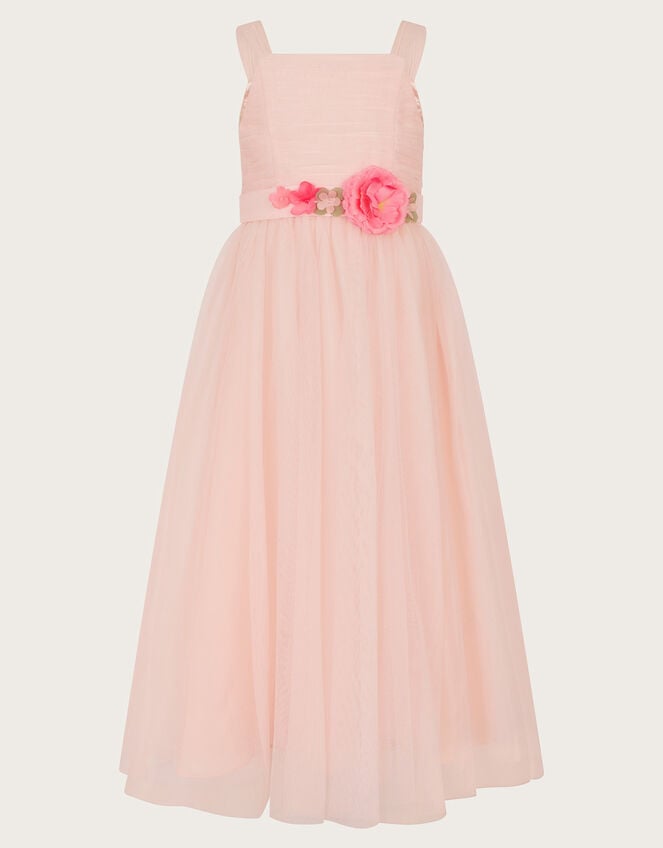 Fleur Flower Belt Tulle Dress, Pink (PINK), large