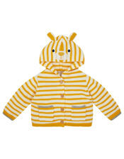 Newborn Bear Stripe Knit Cardigan, Yellow (MUSTARD), large