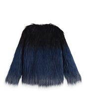 Scotch and Soda Ombre Faux Fur Coat, Black (BLACK), large