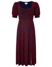 Ditsy Floral Jersey Dress, Blue (NAVY), large