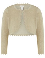 Baby Niamh Cropped Sparkle Knitted Cardigan, Gold (GOLD), large