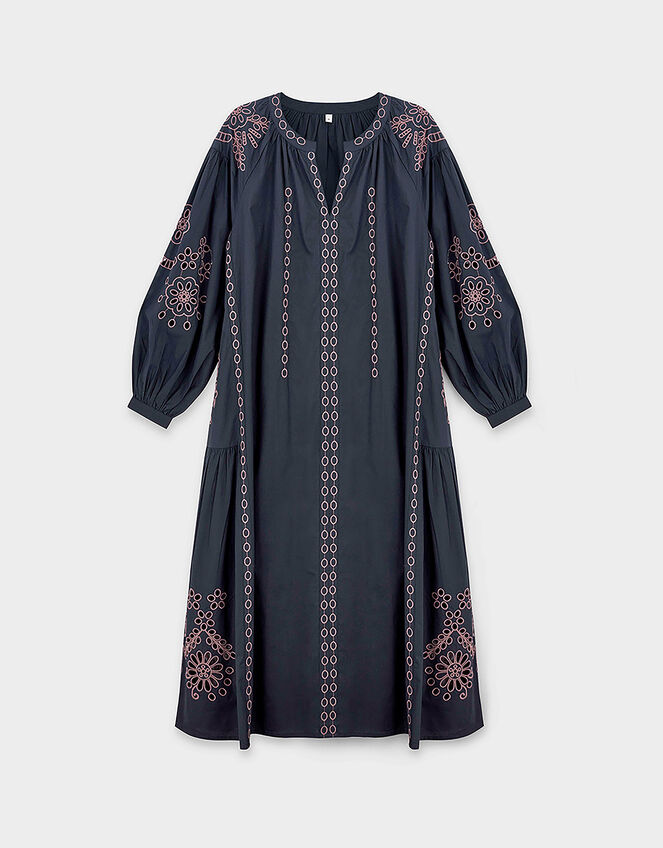 East Reni Broderie Dress, Blue (NAVY), large