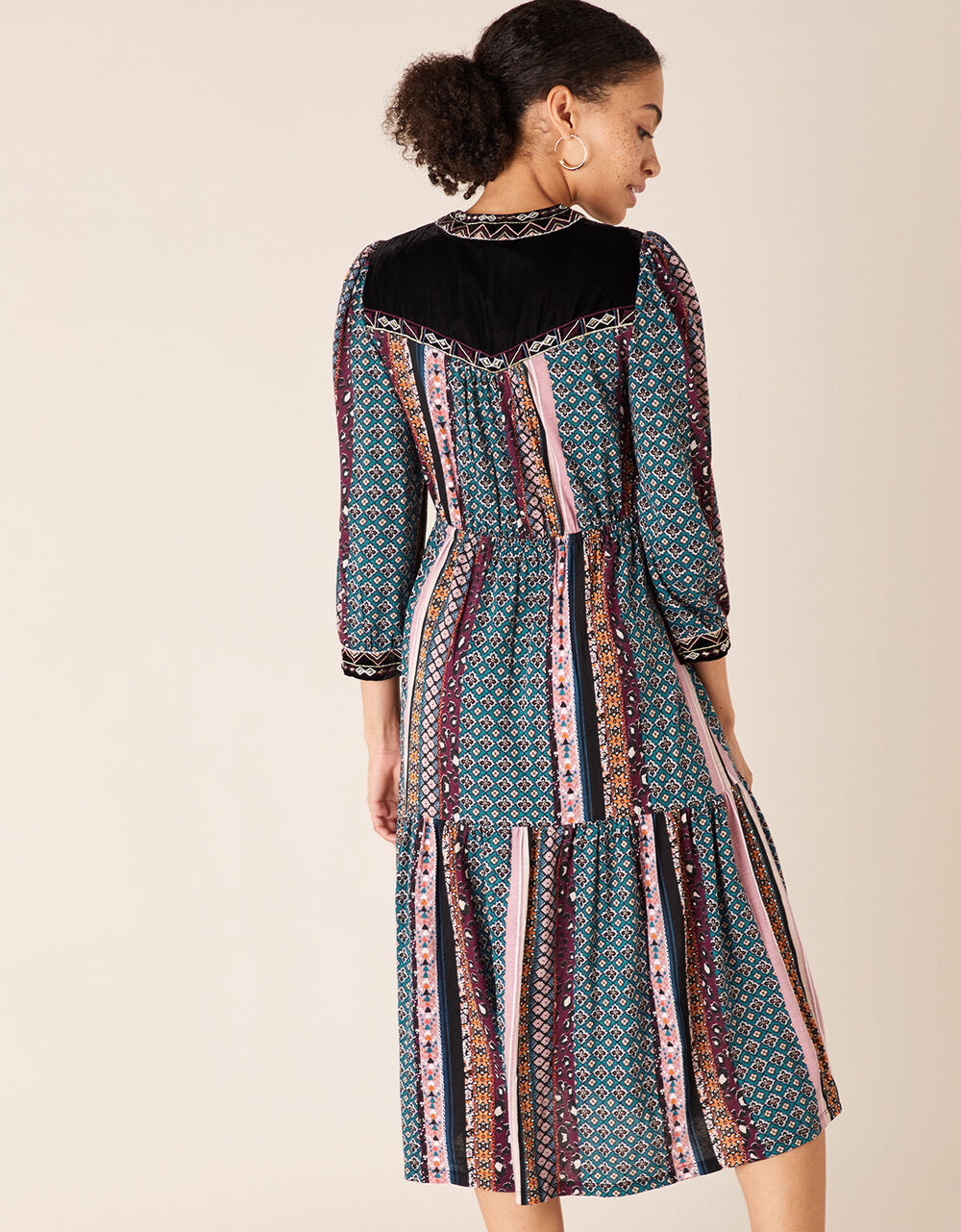 Geo Print Midi Dress with Organic Cotton Multi | Casual & Day Dresses ...