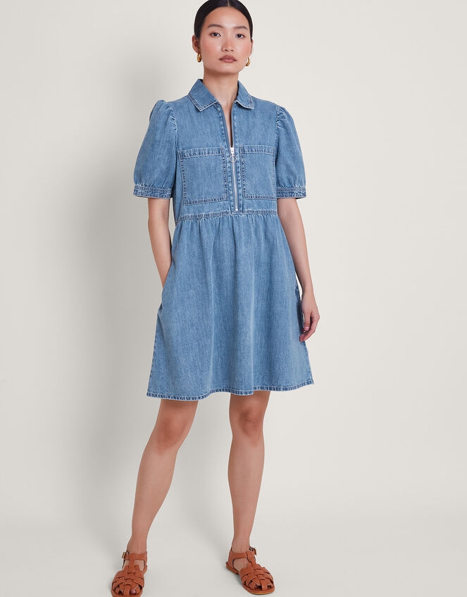Adeena Denim Mini Dress, Blue (DENIM BLUE), large