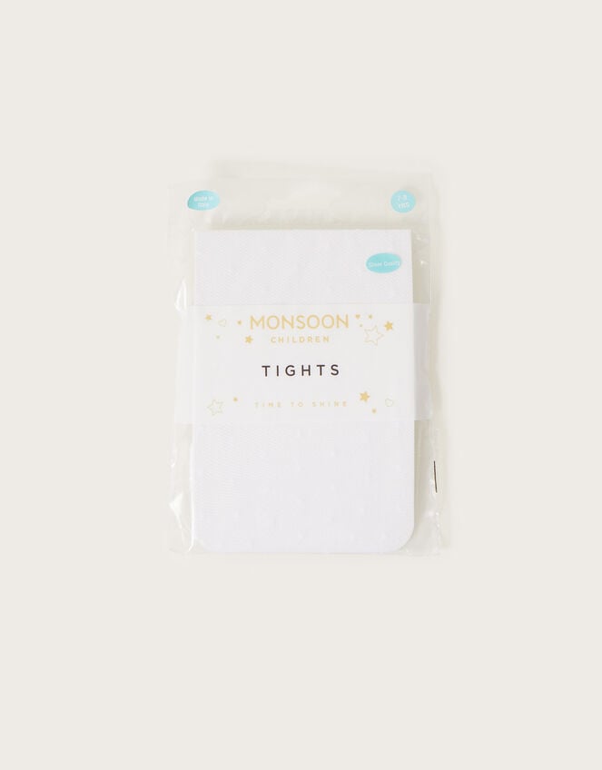 Semi-Sheer Spotty Tights, White (WHITE), large