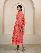 India & Mills Pippa Tropic Midi Dress, Red (RED), large