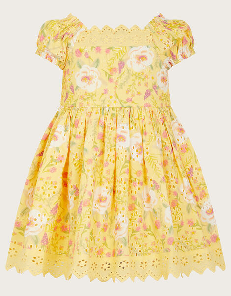 Baby Broderie Dress, Yellow (YELLOW), large