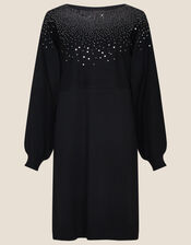 Sequin Scatter Jumper Dress, Black (BLACK), large