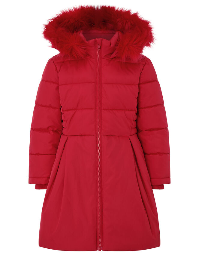 Flared Padded Coat with Recycled Fabric, Red (RED), large