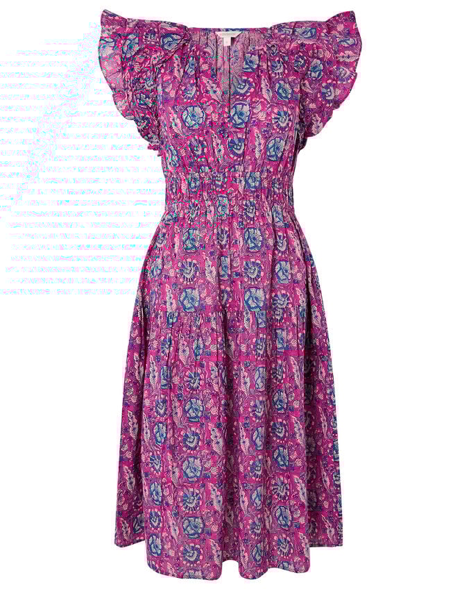 ARTISAN STUDIO Woodblock Print Dress, Pink (PINK), large