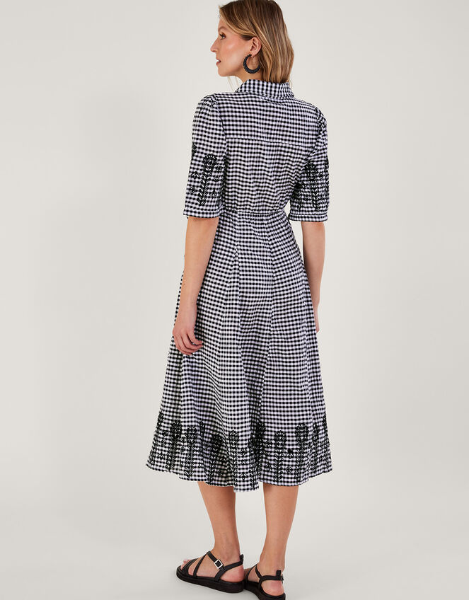 Gingham Shirt Dress, Black (BLACK), large