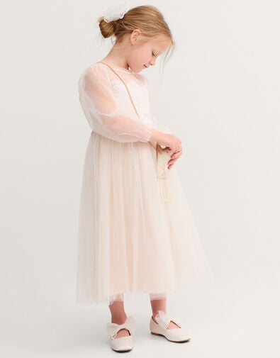 Paige Lace Party Dress, White (WARM IVORY), large