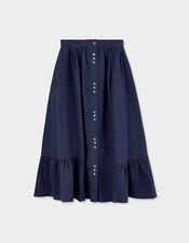 East Liza Midi Linen Skirt, Blue (NAVY), large