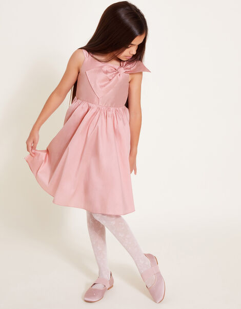 Freya Bow Detail Taffeta Dress, Pink (PINK), large