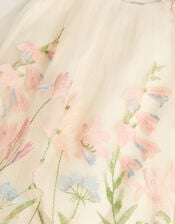 Baby Bryony Floral Embroidered Party Dress, White (WARM IVORY), large