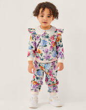 Baby Floral Collared Sweatshirt and Joggers Set, Ivory (IVORY), large