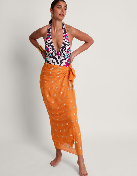 Embellished Lightweight Scarf, Orange (ORANGE), large