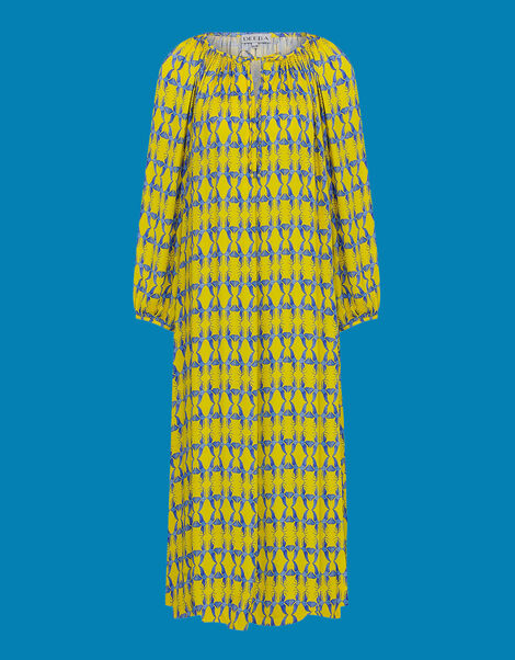 DEEBA Oozie Print Dress Yellow, Yellow (YELLOW), large