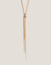 Mixed Metal Knot Tassel Necklace, , large