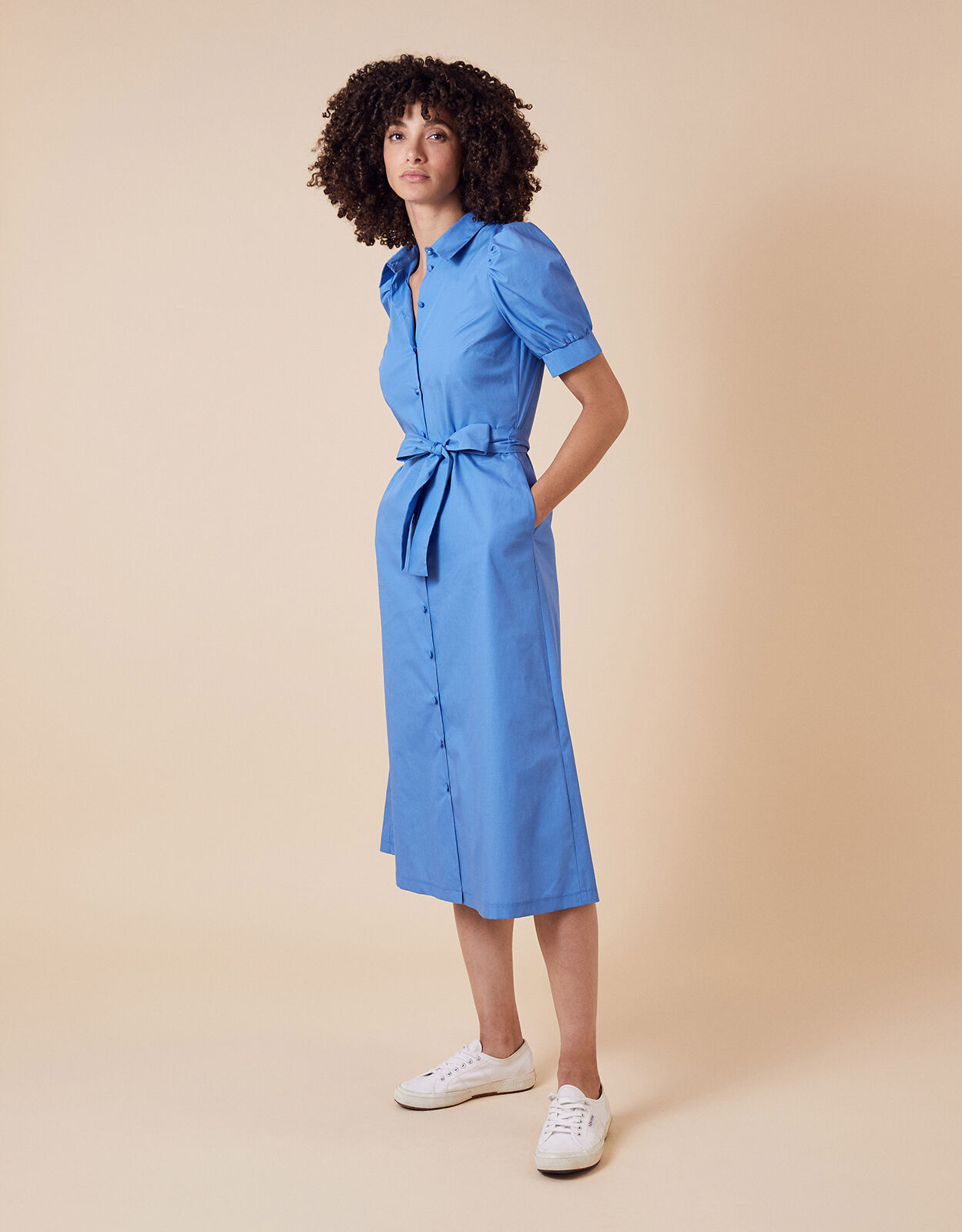 Plain Shirt Midi Dress Blue Day Dresses Monsoon Global