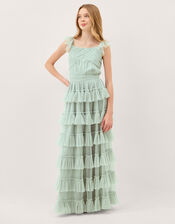 Faith Tulle Ruffle Prom Dress, Green (SAGE), large