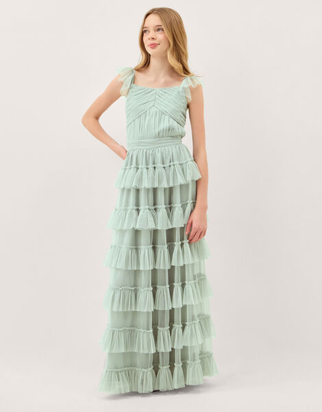 Faith Tulle Ruffle Prom Dress, Green (SAGE), large