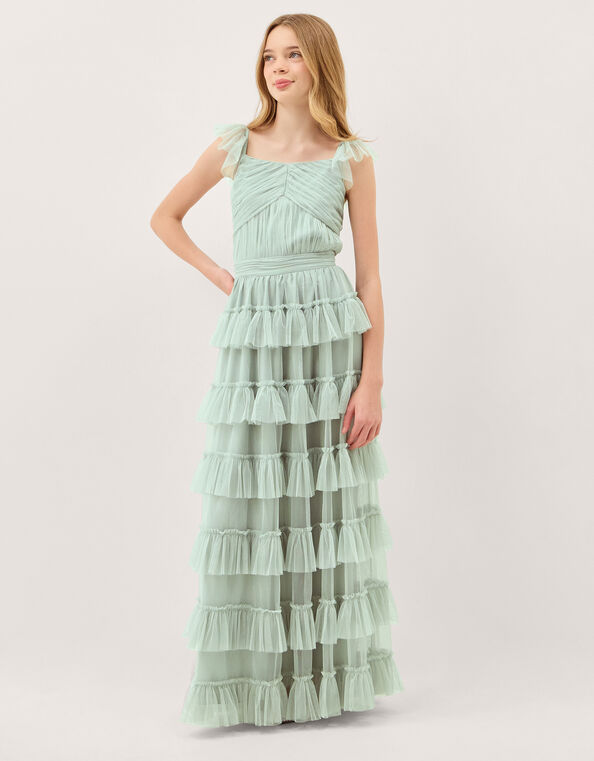 Faith Tulle Ruffle Prom Dress, Green (SAGE), large