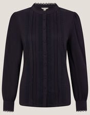 Layla Lace Trim Shirt, Blue (NAVY), large