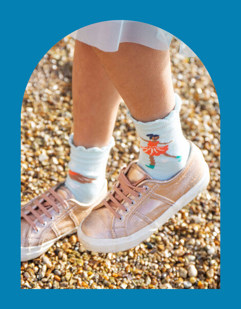Frugi 2-Pack Frill Ankle Socks, Multi (MULTI), large