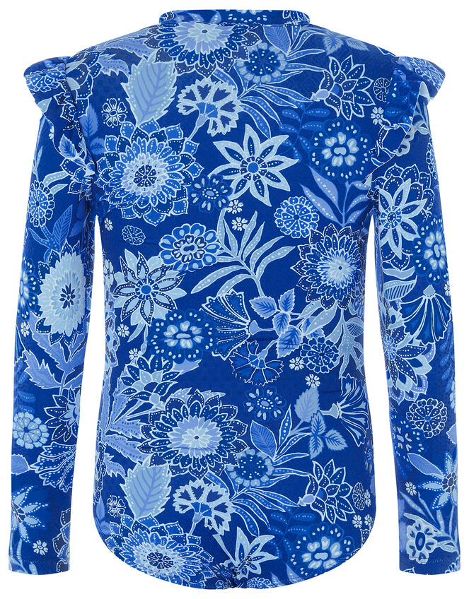 Flower Print Sunsafe Swimsuit, Blue (BLUE), large