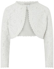 Baby Eliona Cropped Lace Cardigan, White (WHITE), large