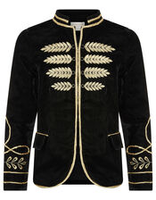 Velvet Military Jacket, Black (BLACK), large