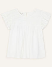 Lace Flower Jersey Top, Ivory (IVORY), large