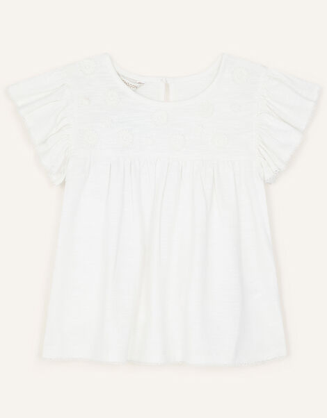 Lace Flower Jersey Top Ivory, Ivory (IVORY), large