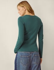 Renee Button Ruched Jumper, Blue (PETROL), large