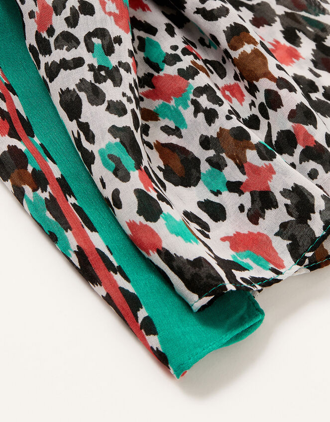 Animal Print Border Scarf, , large