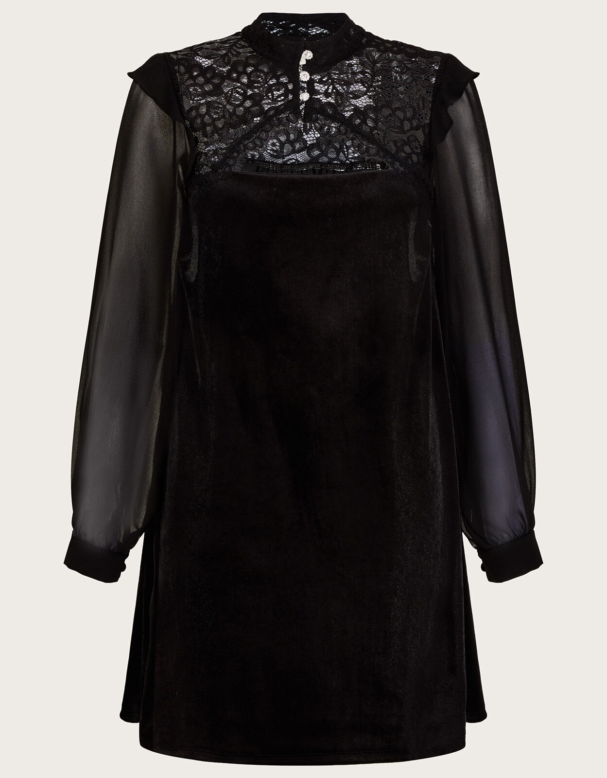 Val Victoriana Velvet Tunic Dress Black