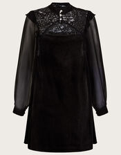 Val Victoriana Velvet Tunic Dress, Black (BLACK), large