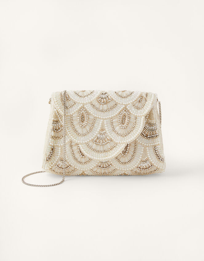 Embellished Scallop Bridal Clutch Bag , , large